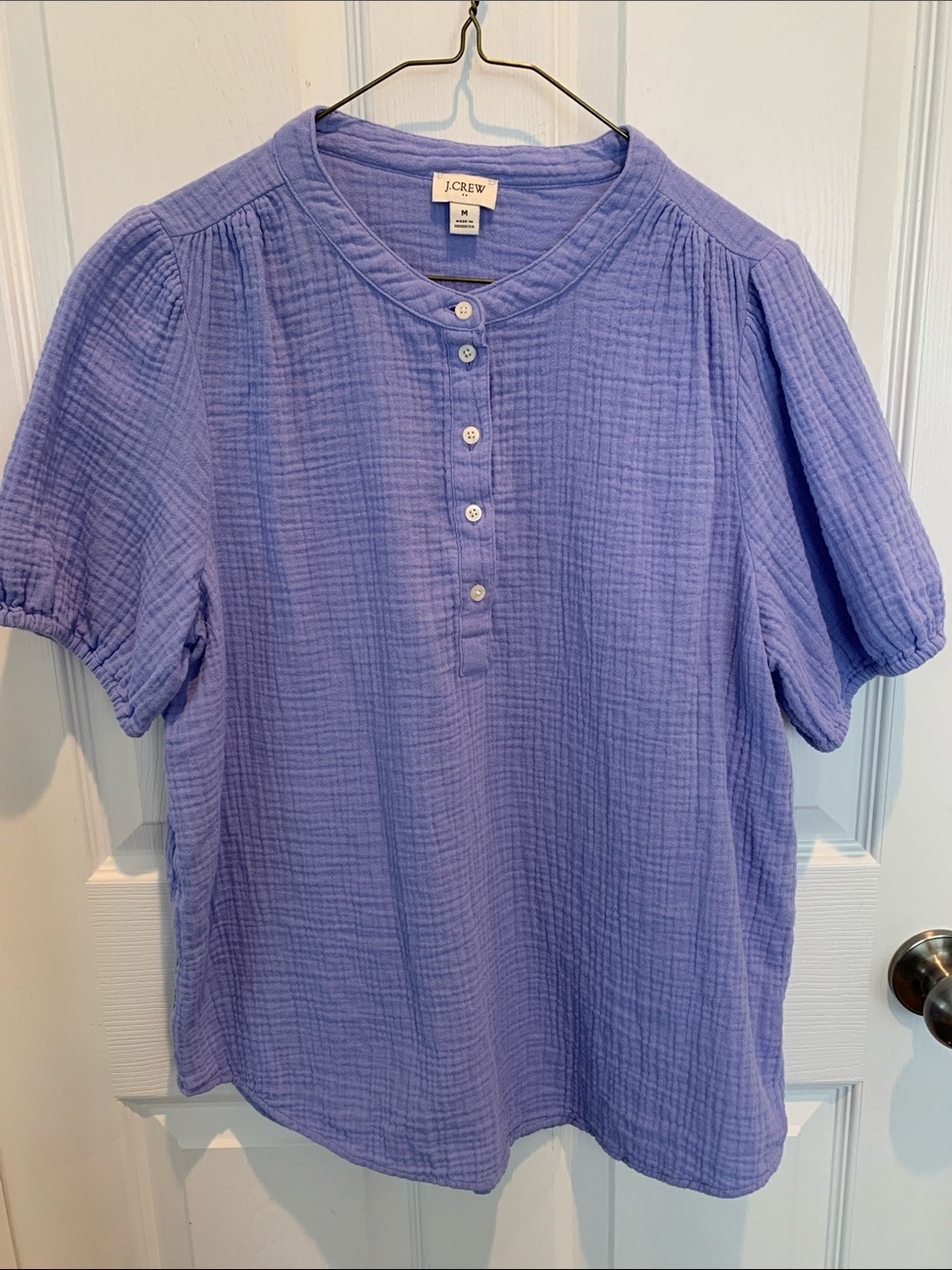J. Crew Lavender Gauze Button Henley Top Medium